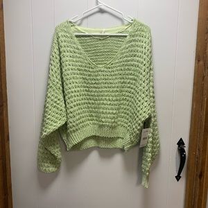 Free People Kiwi Combo cropped sweater